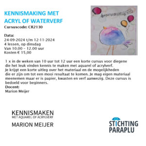 stichting paraplu de Ronde Venen, kennismaken met verf, marion meijer